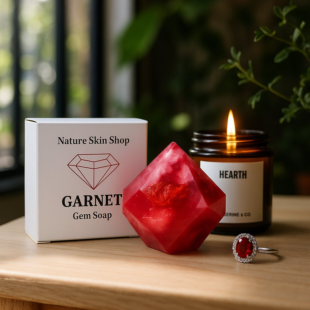 Garnet Birthstone Gem Soap with Hidden Silver Ring